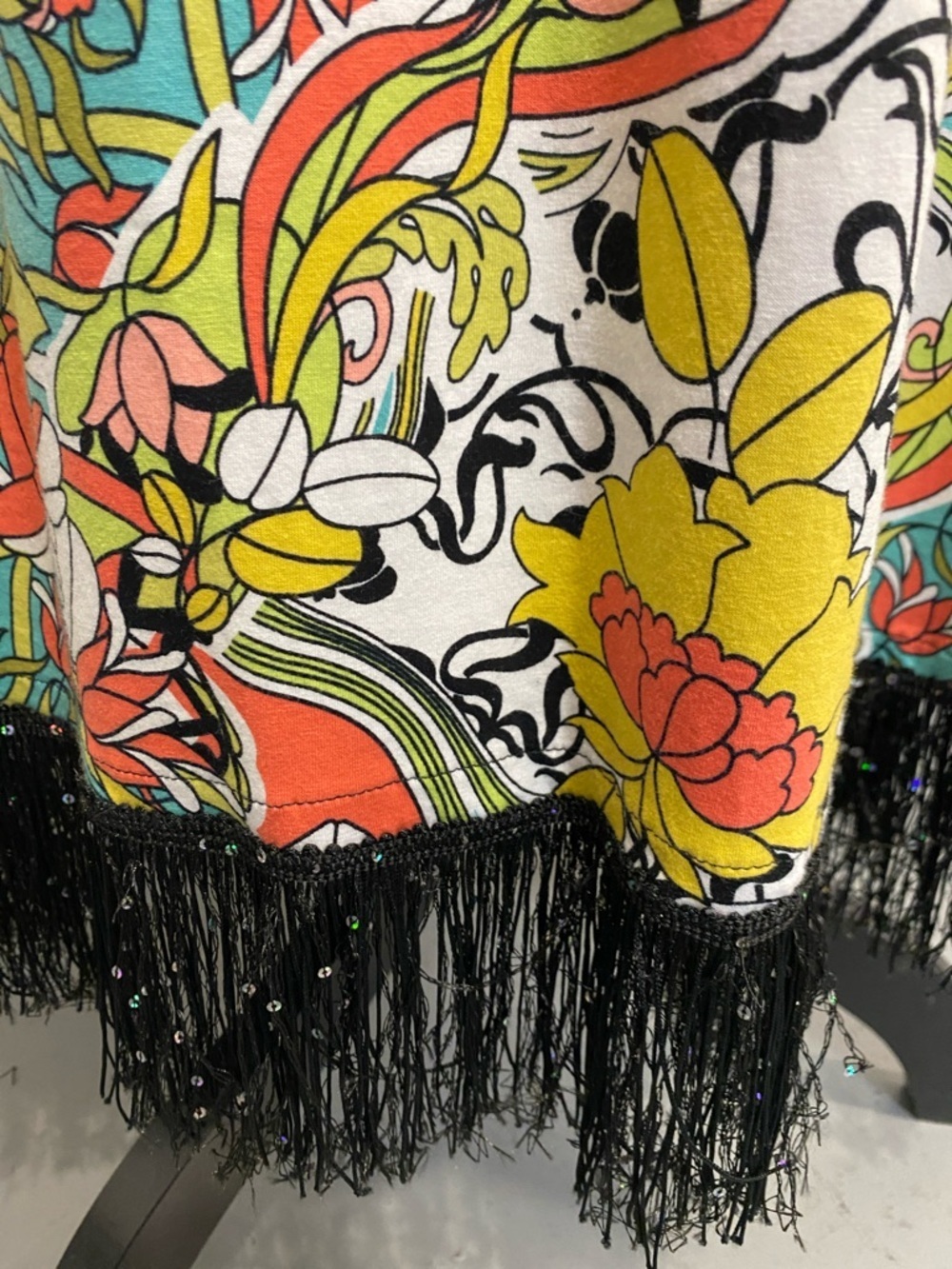 Boho Maxi Dress Festival Resort Summer Beaded Sequined Floral Fringe Paisley XL - Picture 7 of 15